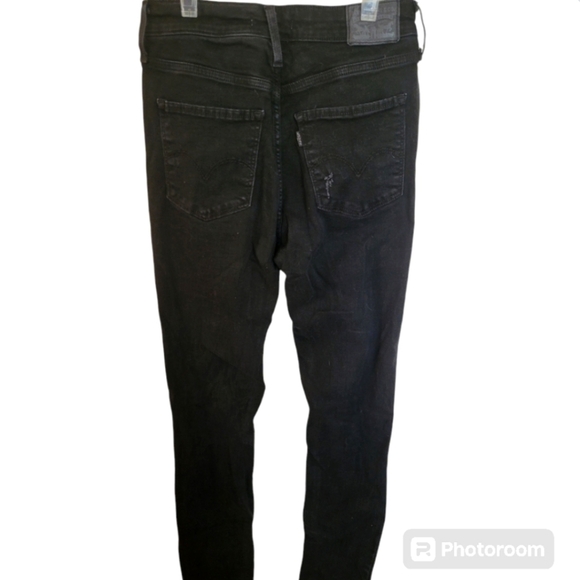 Vintage Levi's 721 High Rise Skinny Black Distressed Denim Jeans Size 27 - Picture 3 of 10